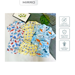 Bộ Pyjama Set Đồ Ngủ Cộc Tay MIRRO Cho Bé Trai Bé Gái Hoạt Tiết Hoạt Hình Đáng Yêu Vải Lanh Sợi Tằm Mát Thấm Hút Mồ Hôi