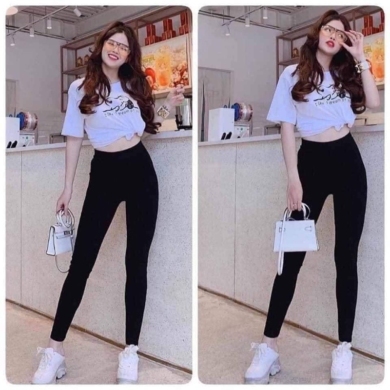 Quần legging nữ 💝cạp cao co dãn 4 chiều , quần gym có 2túi trước