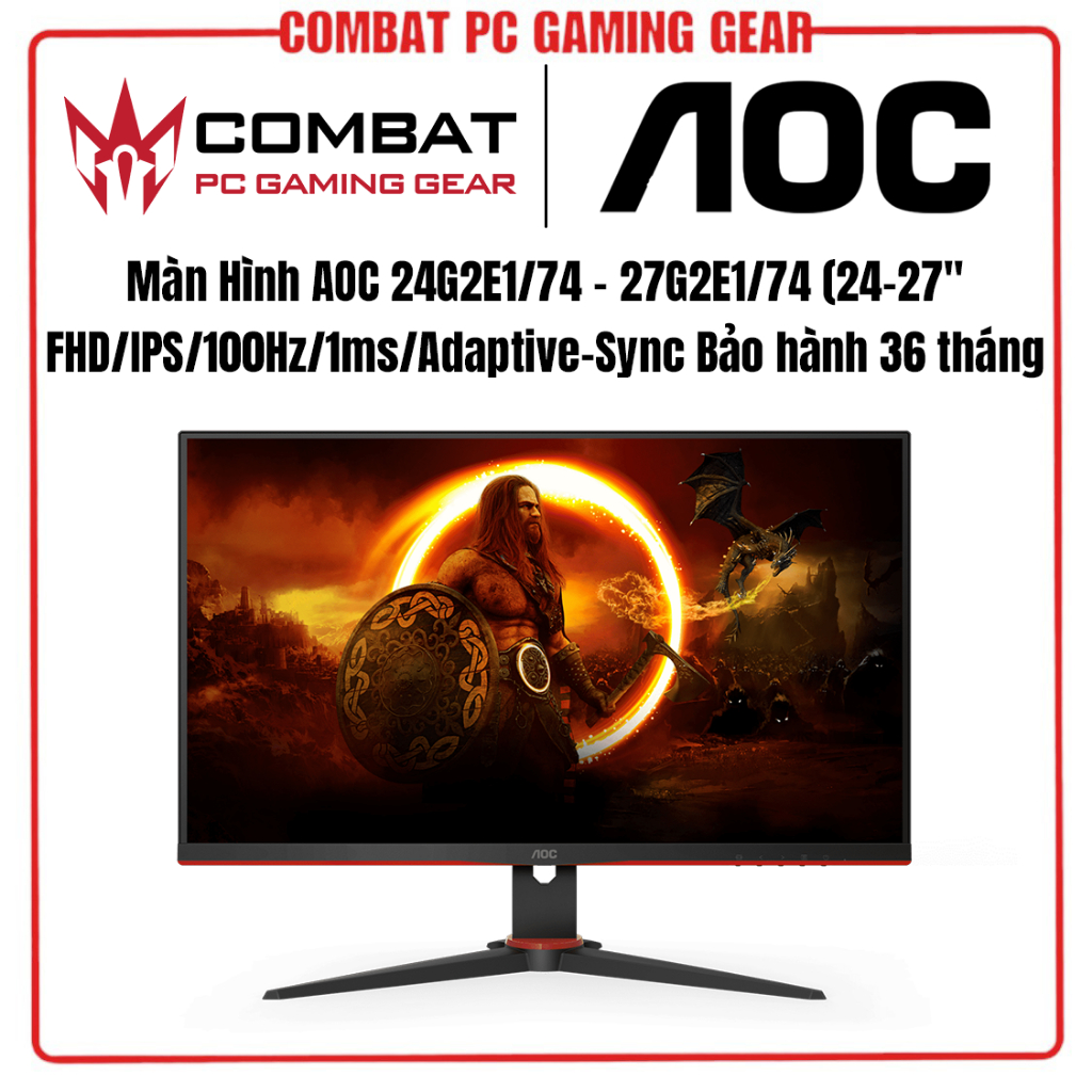 Màn Hình AOC 24G2E1/74 27G2E1/74 (24-27"/FHD/IPS/100Hz/1ms/Adaptive-Sync/VESA) Hàng Chính Hãng