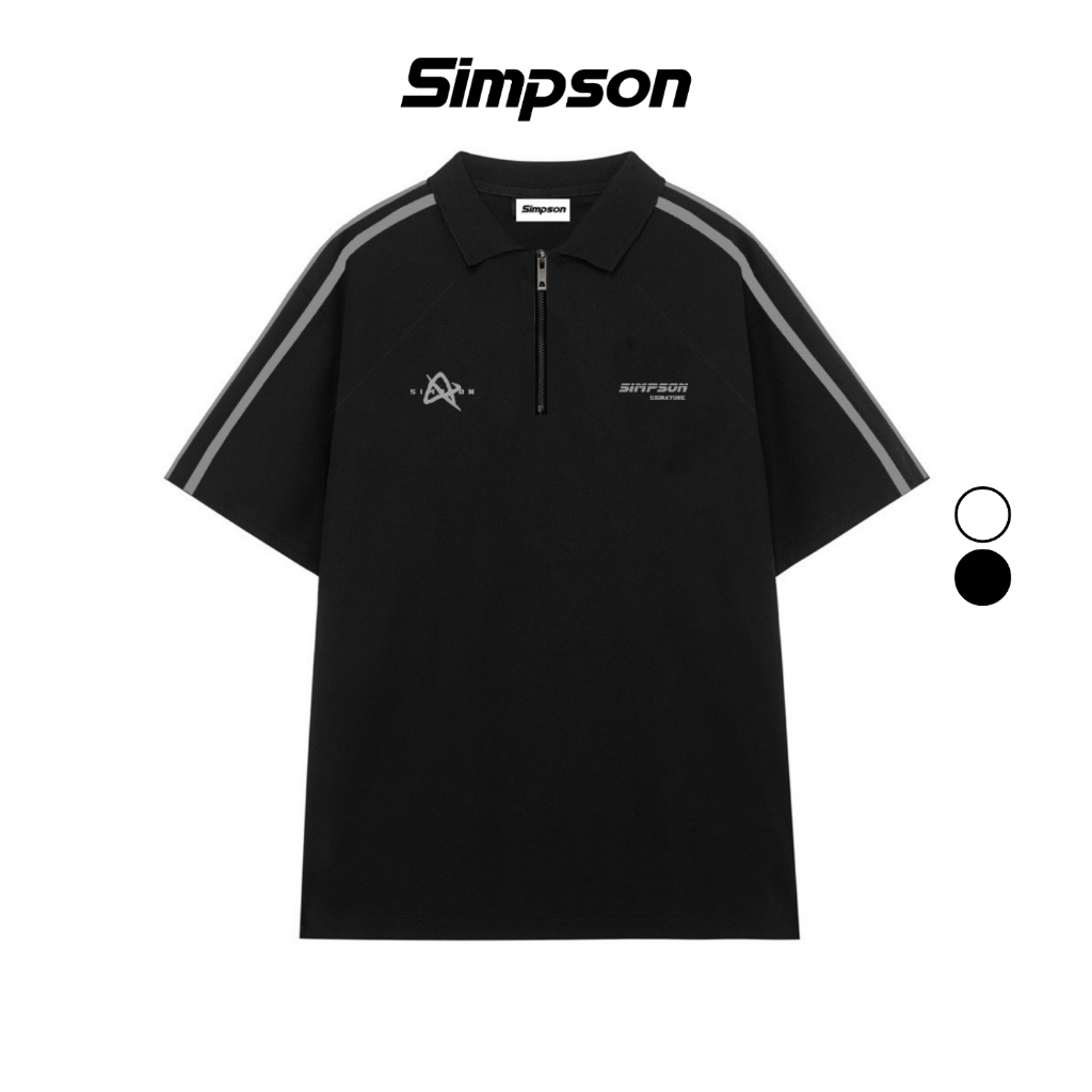 Áo Polo Phối Sọc Viền Khoá Kéo Local Brand Simpson Polo Unisex Nam Nữ Oversize - PS04