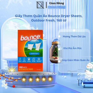 Giấy Thơm Quần Áo Bounce Dryer Sheets, Outdoor Fresh, 160 tờ