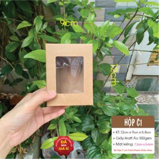 50 cái - Hộp giấy kraft có cửa sổ kính đựng quà tặng, thực phẩm - Hộp C1