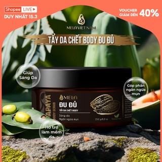 Tẩy Da Chết Body Đu Đủ Mela 3 in 1 Tẩy Da Chết Vật Lý - Hóa Học - Enzyme Sáng Da Ngừa Mụn Mềm Mịn 250g- ML524A