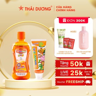 Combo Kem đánh răng trẻ em Valentine Kiddy 100g & Nước súc miệng trẻ em Valentine Kiddy 250ml- Sao Thái Dương
