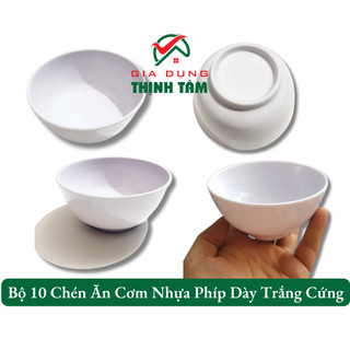 [THỊNH TÂM] Bộ 10 Chén Ăn Cơm Nhựa Phíp Dày Trắng Cứng Mellamine