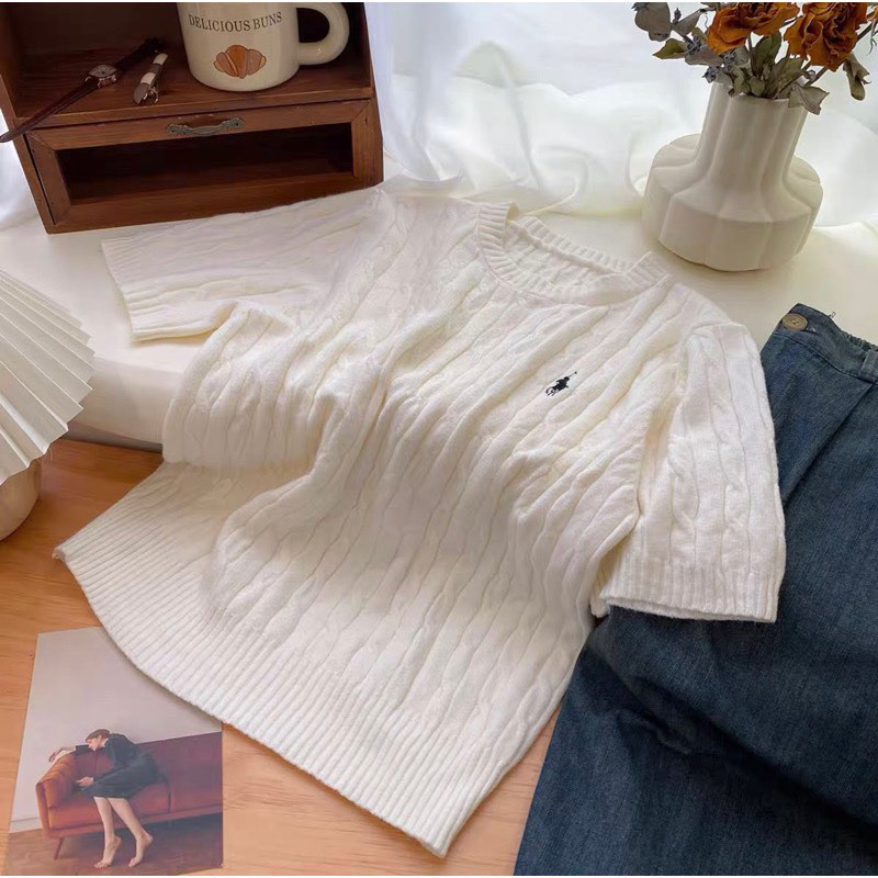 ÁO LEN CỘC TAY CỔ TRÒN HỌA TIẾT VẶN THỪNG THÊU NGỰA PHOM VỪA MẪU MỚI 2024, ÁO LEN NGẮN TAY NỮ QUẢNG CHÂU | BigBuy360 - bigbuy360.vn
