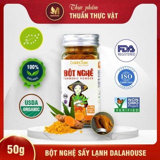 Bột nghệ sấy lạnh dalahouse 50 gram, bột gia vị hữu cơ nguyên chất công nghệ tiêu chuẩn châu âu