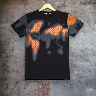 Áo phông LV in loang Bò sữa vải Cotton cao cấp, Áo thun cổ tròn nam thời trang.