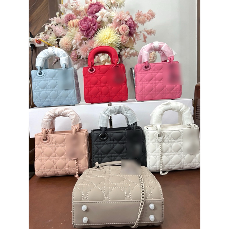Túi xách nữ di.or bản vuông 3-5 ô size 17-20 da nhám lì chuẩn hàng QC cao cấp