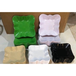  Combo 5 Đĩa phíp vuông bèo Việt Nhật 2 size Đĩa nhựa viền bèo Đĩa đựng đồ quán ăn cafe Bát đĩa nhựa cao cấp 