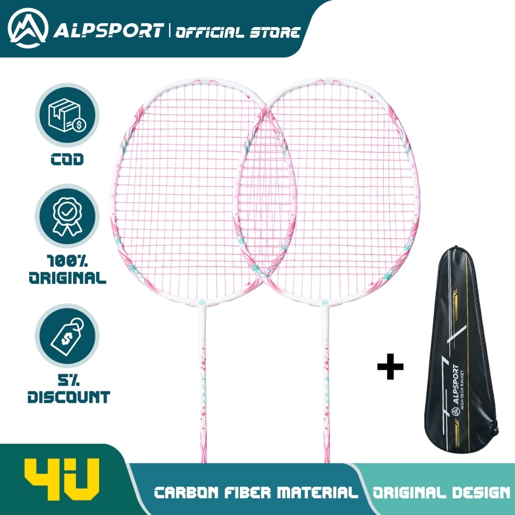Vợt cầu lông 4UG4 hoa anh đào ALP SPORT nguyên bản 100% hoàn toàn Full Carbon Lực căng 22 - 28lbs
