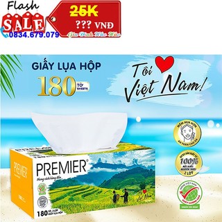 Hộp 180 tờ khăn giấy lụa premier 2 lớp - giao mẫu ngẫu nhiên