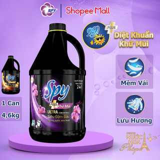 Nước giặt xả SPY Ultra Clean Plus màu Tím can 4,6kg 2 Diệt khuẩn khử mùi hôi