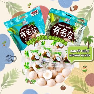  Kẹo Dừa Sakura Nhật Bản Gói 200g, Thơm Ngon Vị Dừa, Nhai Rộp Rộp Vui Tai