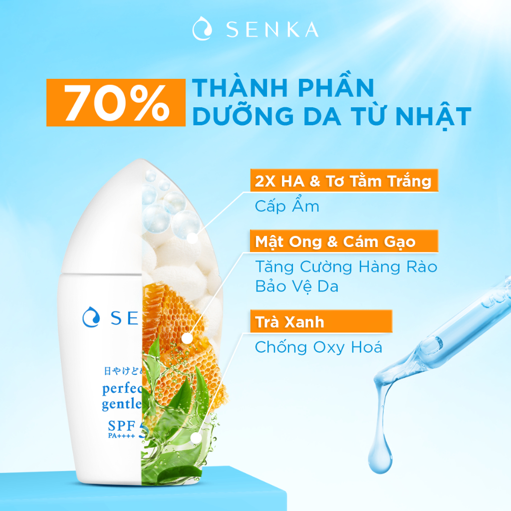 Sữa chống nắng cho da nhạy cảm Senka Perfect UV Gentle Milk 40ml