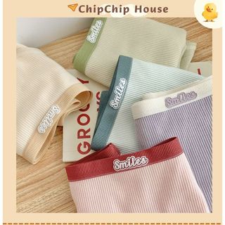 Quần lót nữ cotton co giãn, chữ Smiles, mềm mại, thoáng mát, ôm dáng kháng khuẩn ChipChipHouse