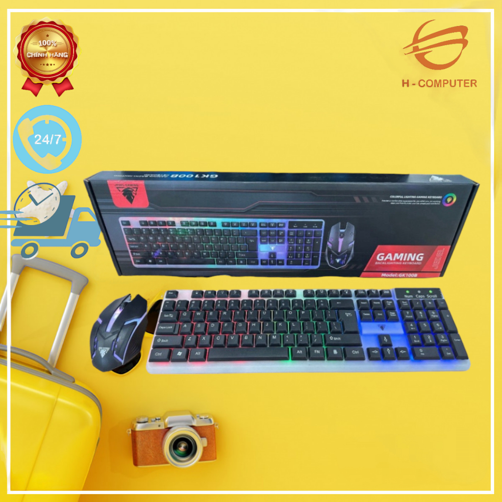 Combo bàn phím Gaming + chuột có dây Jedel GK100B (Giả cơ + led) ( USB ) | BigBuy360 - bigbuy360.vn