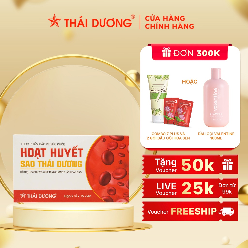 Viên uống Hoạt Huyết Sao Thái Dương tăng cường tuần hoàn não ( hộp  2 vỉ x 15 viên) - Sao Thái Dương