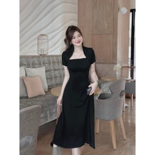 Váy tăm hàn cổ U dáng xeo ,đầm body co giãn tôt,váy body siêu hot