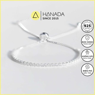 [BH TRỌN ĐỜI] Lắc Tay Bạc 925 HANADA Đính Đá CZ 6A (Bảo Hành Đánh Sáng Trọn Đời) Dây Rút Tùy Chỉnh 0243