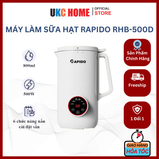 Máy làm sữa hạt rapido rhb-500d, máy nấu sữa hạt mini 6 chức năng xay nấu đa năng tiện lợi