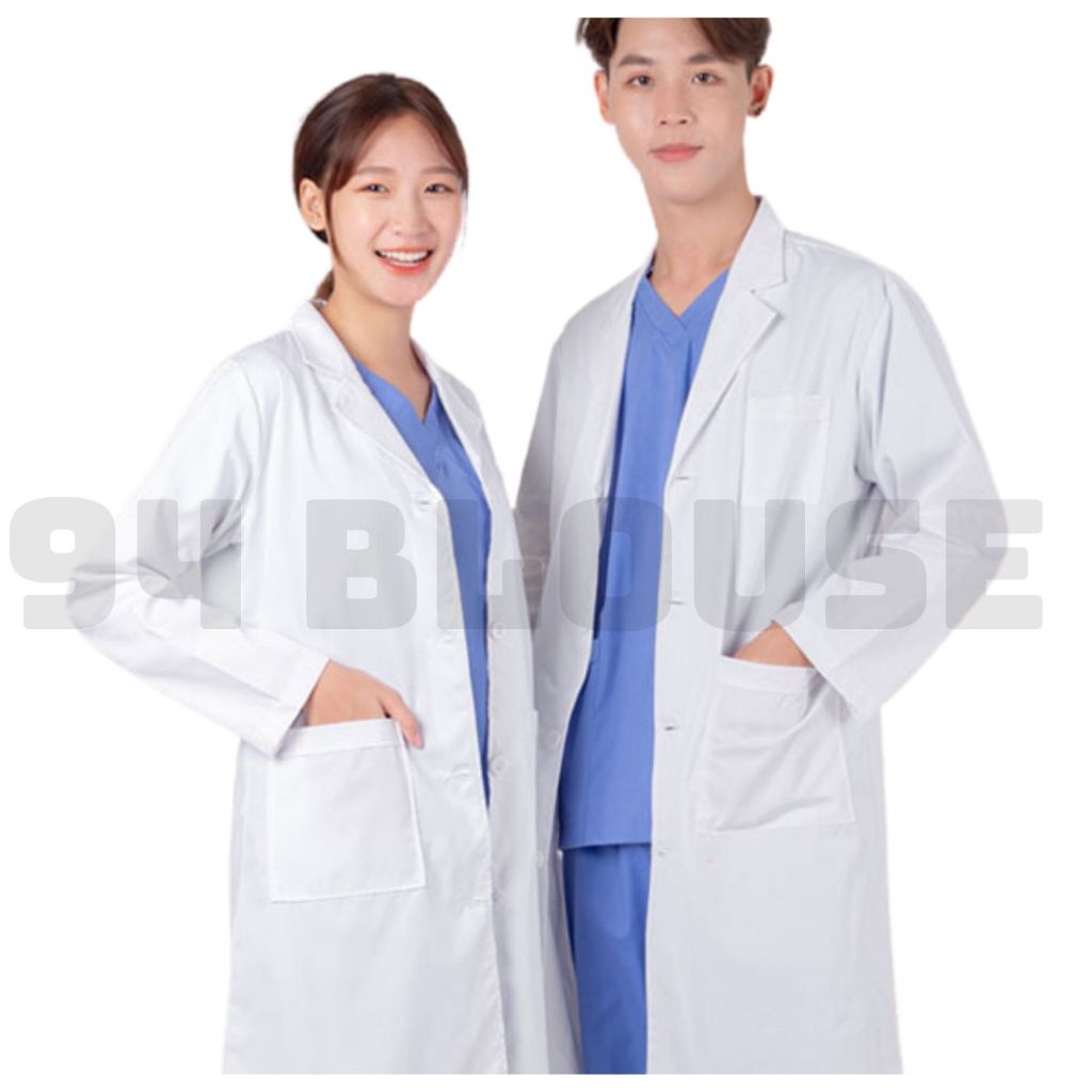 Áo Choàng, Áo bác sĩ, Áo Blouse trắng DÀI TAY dành cho bác sĩ - dáng dài gần đầu gối cho cả nam và nữ