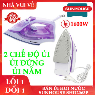 Bàn ủi hơi nước Sunhouse SHD2063P, 2 chế độ ủi đứng và ủi nằm, phun hơi nước siêu mạnh, công suất 1600W, bảo hành 1 năm