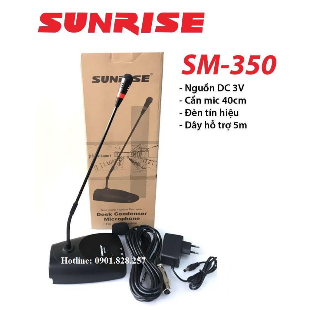 [BH 12 THÁNG]Micro hội nghị có dây Sunrise SM-350, Mic cổ ngỗng dùng tọa đàm họp trực tuyến sử dụng cho phòng họp