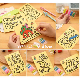 [Kho Sỉ] Tranh cát nền vàng cho trẻ mầm non (12,5X16,8cm)