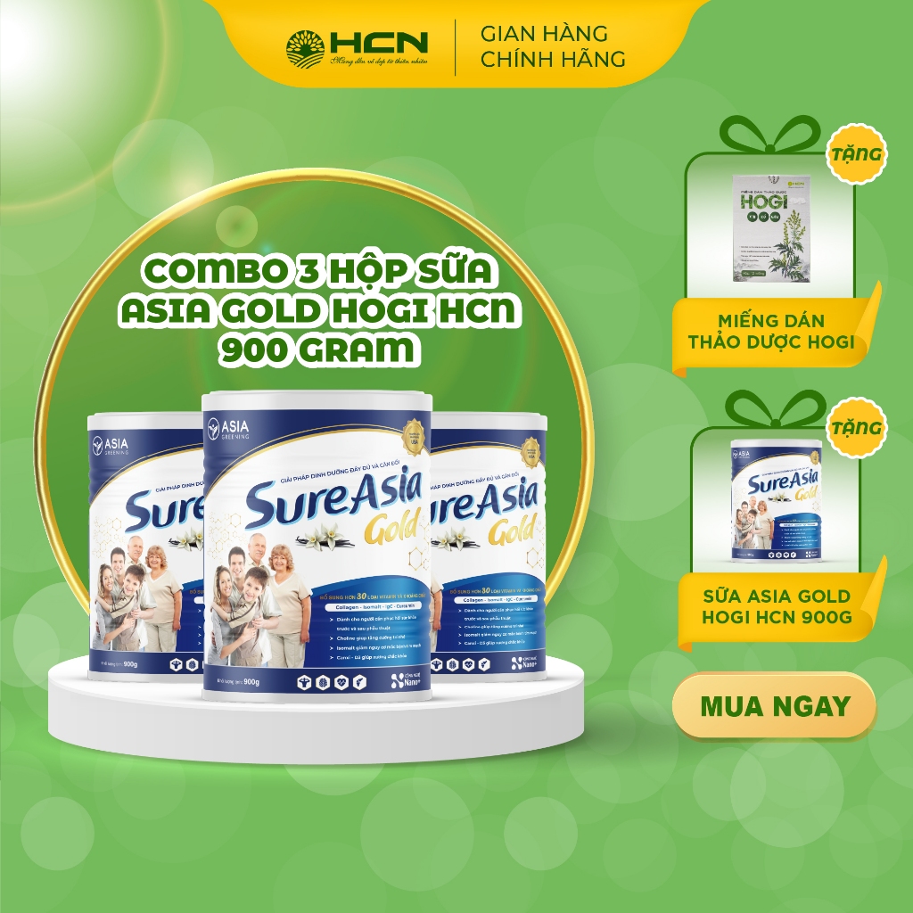 Combo 3 Tặng 1 Hộp Sữa Sure Asia Gold HOGI 900gram. Tặng Kèm 1 Hộp Miếng Dán Thảo Dược Giảm Đau Hiệu Quả