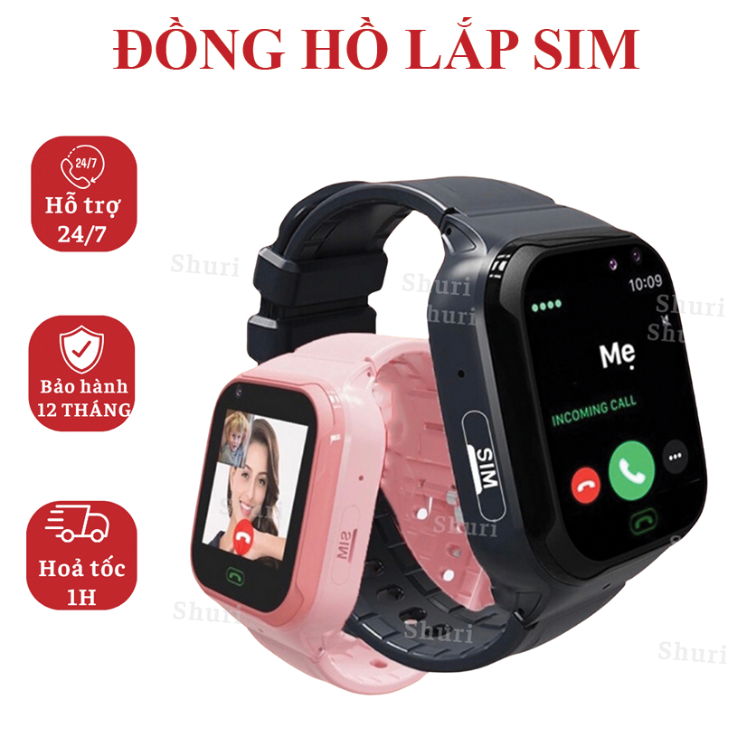 Đồng Hồ Thông Minh Định Vị Trẻ Em - Lắp Sim Nghe Gọi Video Call - Chống Nước Cho Bé Trai Bé Gái - Thương Hiệu Hubert