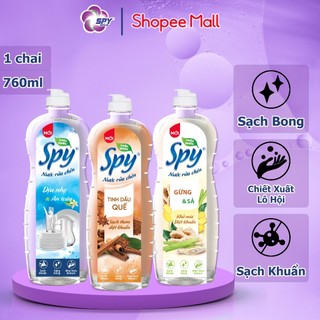 Nước rửa chén bát SPY thiên nhiên 760ml có lô hội dưỡng da tay an toàn