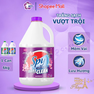 Nước giặt xả SPY Ultra Clean màu Tím can 6kg mùi hương nước hoa Pháp