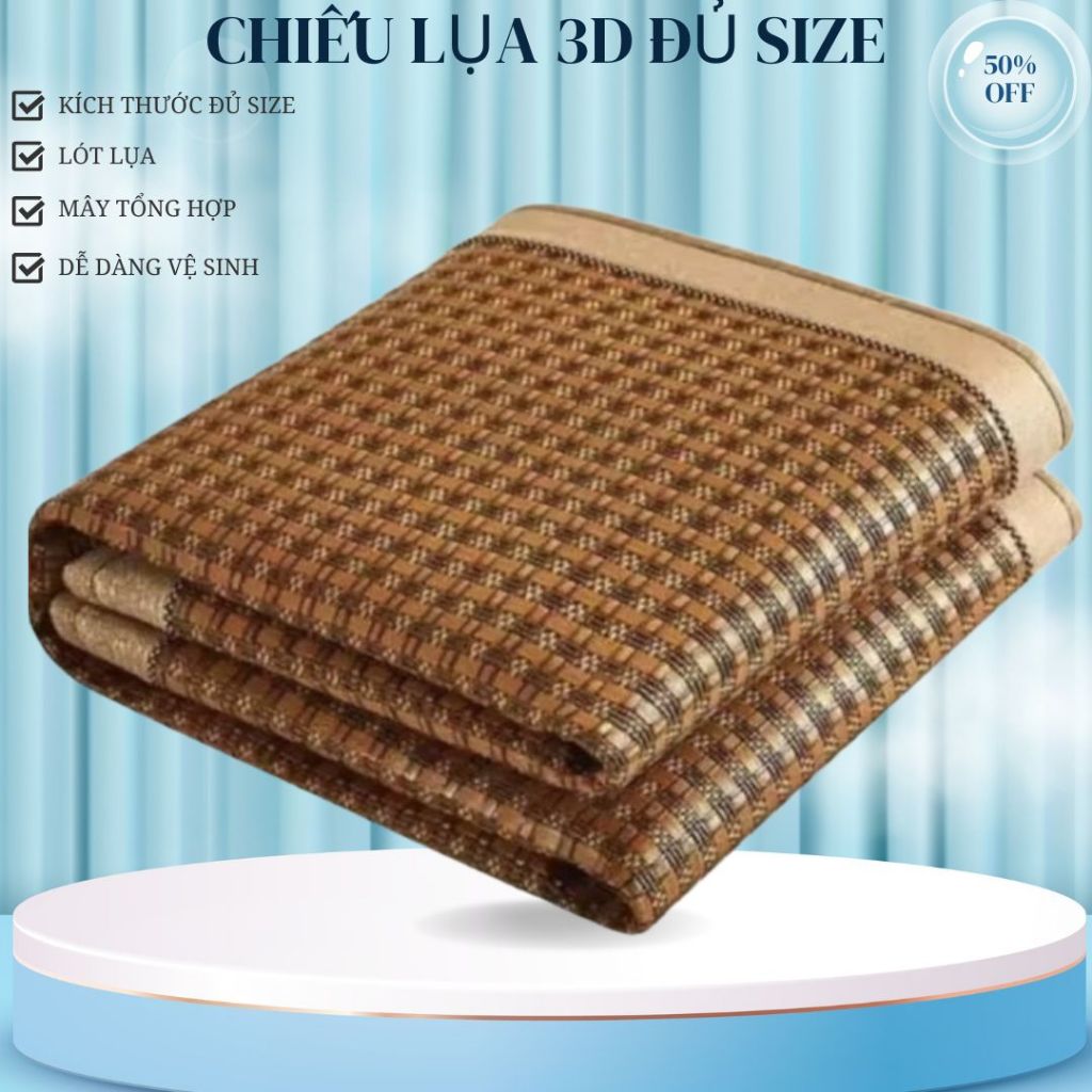 [ĐỦ SIZE] Chiếu mây điều hoà 3D LÓT LỤA CAO CẤP- Chiếu mây 3d cao cấp, dày dặn- chiếu mát- chiếu lụa