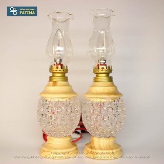 2 Cây Đèn Dầu Điện 220V - Đèn Bàn Thờ Đông Phương Fatima (25Cm) (NCDS-0162)