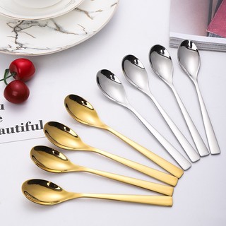 Combo 5 chiếc thìa trà inox 304 bạc mạ vàng 14cm- 5 cái muỗng cà phê nhỏ vàng sang trọng