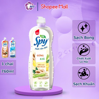 Nước rửa chén bát SPY hương Gừng Sả 760ml thiên nhiên