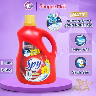 Can nước giặt xả cửa ngang 3,6kg SPY Deep Clean Matic ít bọt, bền máy sạch sâu, thơm lâu giúp làm mềm vải