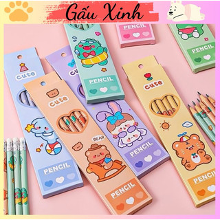 Hộp 6 bút chì HB động vật dễ thương