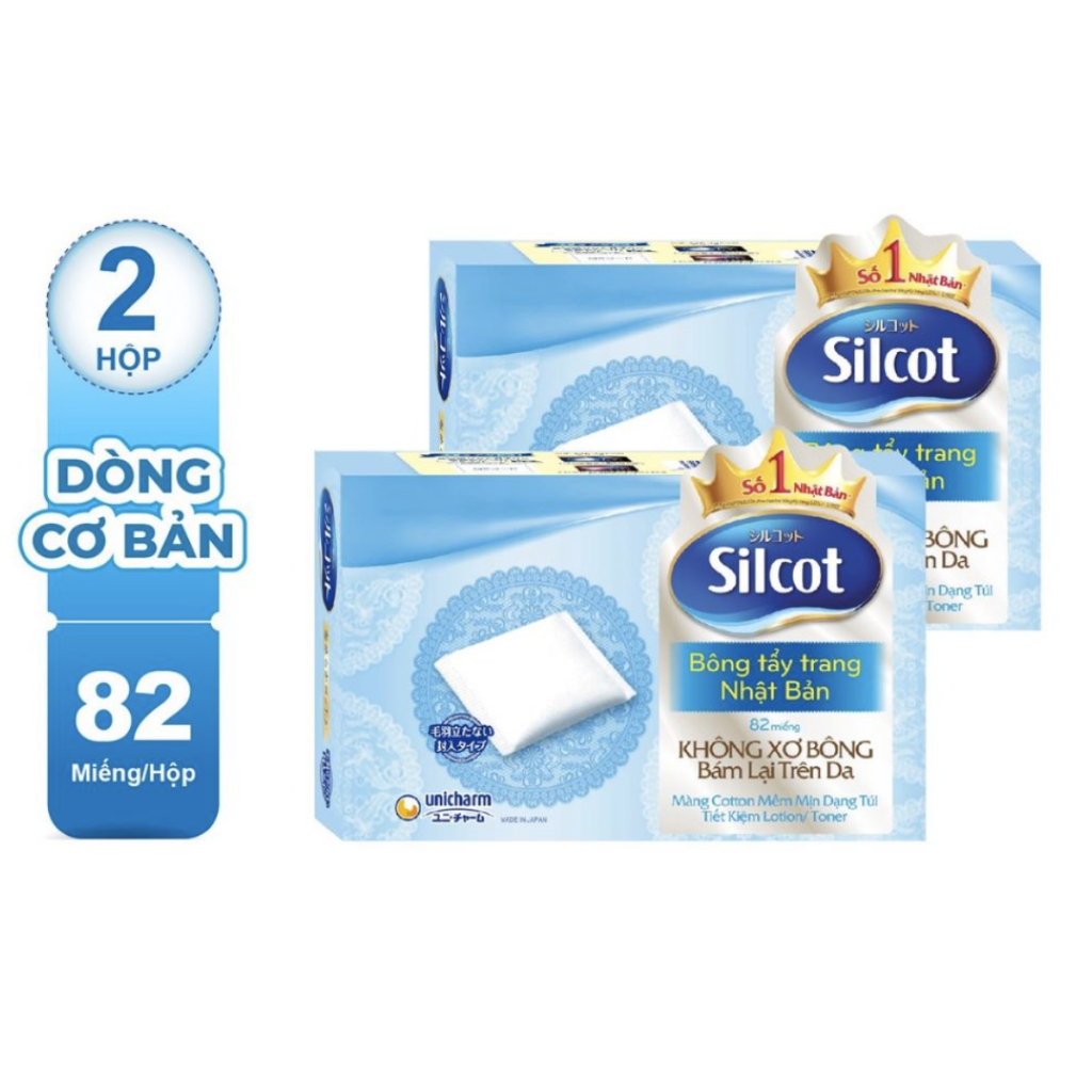 Combo 2 Bông Tẩy Trang Silcot Cơ Bản 82 Miếng/Hộp