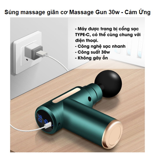 Máy massage giãn cơ Massage Gun 30w - Cảm Ứng