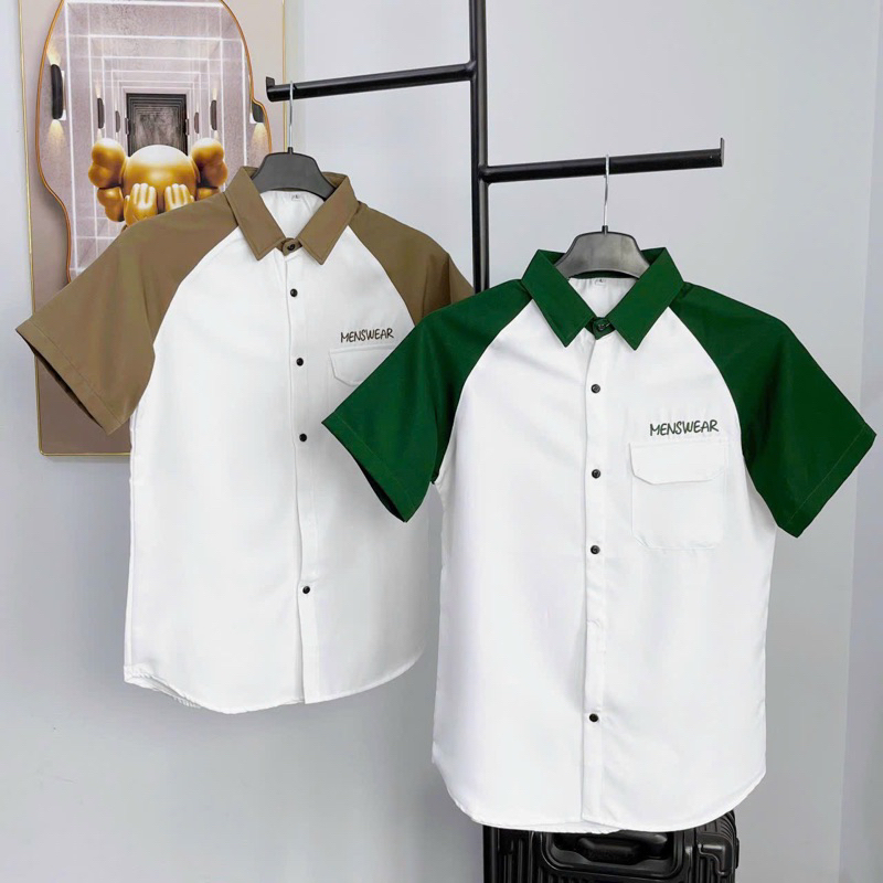 Áo Sơ Mi Nam thêu Meswear áo sơ mi nam tay ngắn chất vải mango thoáng mát