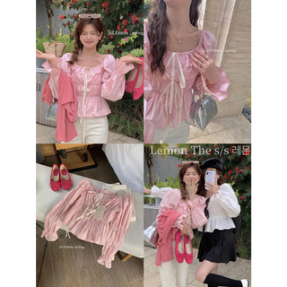 Áo sơ mi tay loe trễ vai thắt nơ phong cách coquette, Áo nữ điệu coquette mặc 2 kiểu