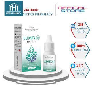  Nước mắt nhân tạo LUMIX Eye Drops 0.3%-Nước mắt nhỏ lens-Giúp giảm khô mắt mỏi mắt-Nhập khẩu Anh Quốc-Dung tích 10ml 