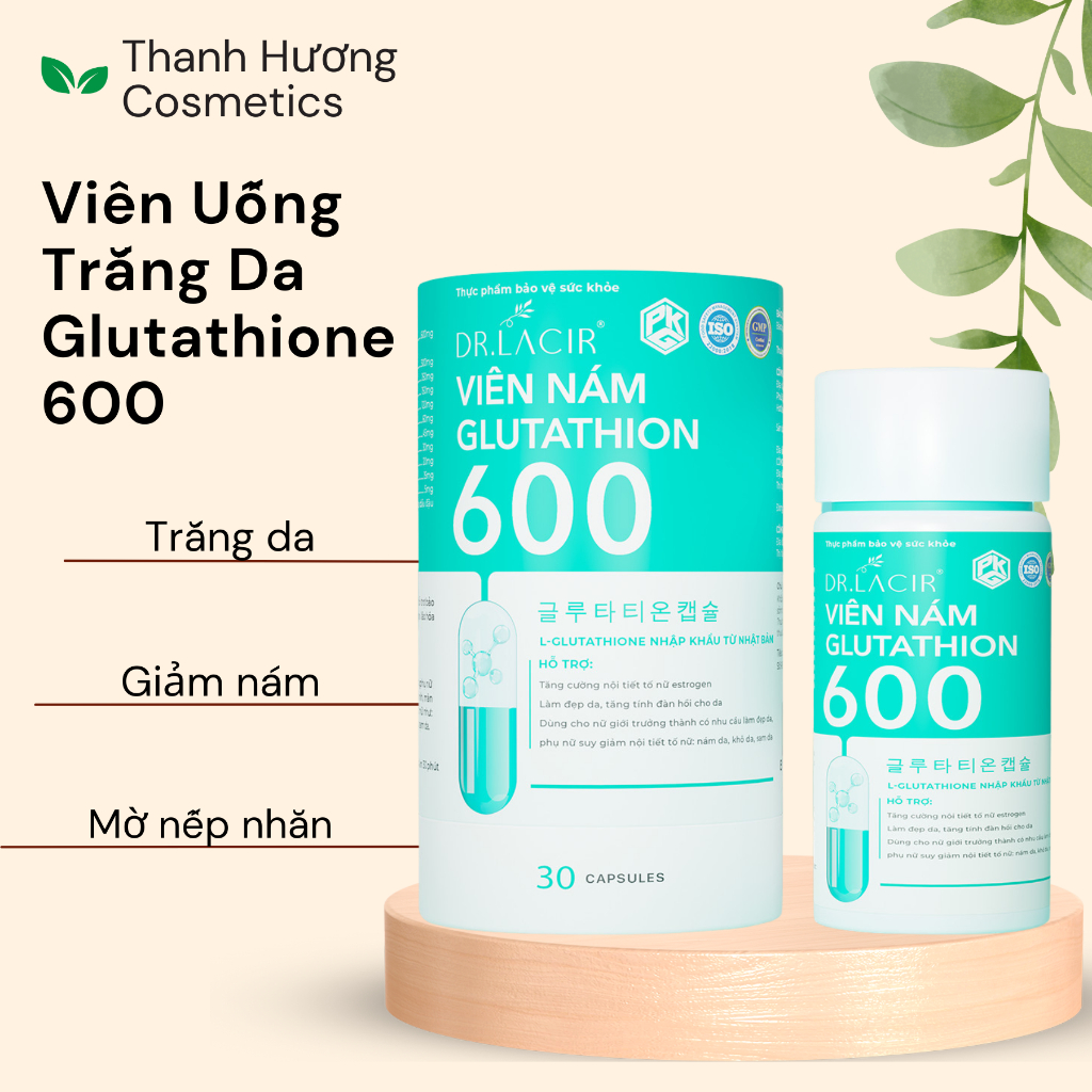 Glutathion Dr Lacir chính hãng tăng nội tiết tố giúp trắng da chống lão hóa da mờ nám giảm nếp nhăn