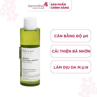 Mary&may nước hoa hồng vegan cica tea tree aha pha blemish toner 200ml
