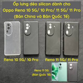 Ốp lưng Oppo Reno 10 Pro+ 5G/ 10 Pro 5G/ Reno11 5G/ Reno 11 Pro (Bản Chính Hãng, Nội Địa) dẻo đen, trong bảo vệ cam