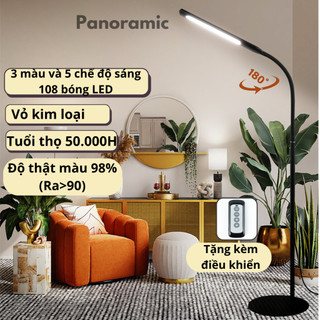 Đèn cây đứng trang trí decor phòng khách, ngủ, đèn học piano bóng led đọc sách thân kim loại có điều khiển Panoramic