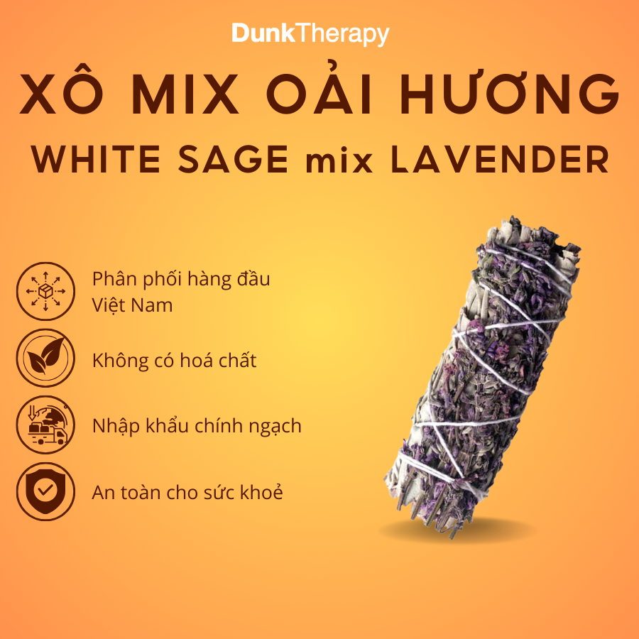 Xô thơm trắng và Oải hương (White sage mix Lavender) thanh tẩy, thư giãn