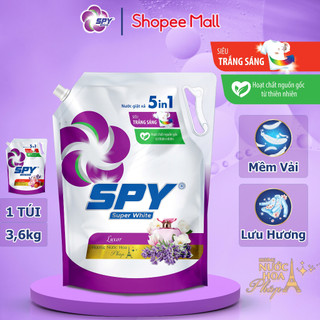 (New) Nước giặt xả SPY Super White hương Luxor túi 3,6kg siêu trắng sáng hương thơm mát lưu hương dài lâu